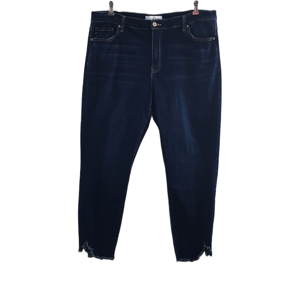 Kancan Hem Detail Ankle Skinny Jeans Womens 3XL Dark Cotton Denim